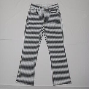 Zara Womens‎ High Rise Flare White Navy Striped Jeans Size 2 Inseam 25"